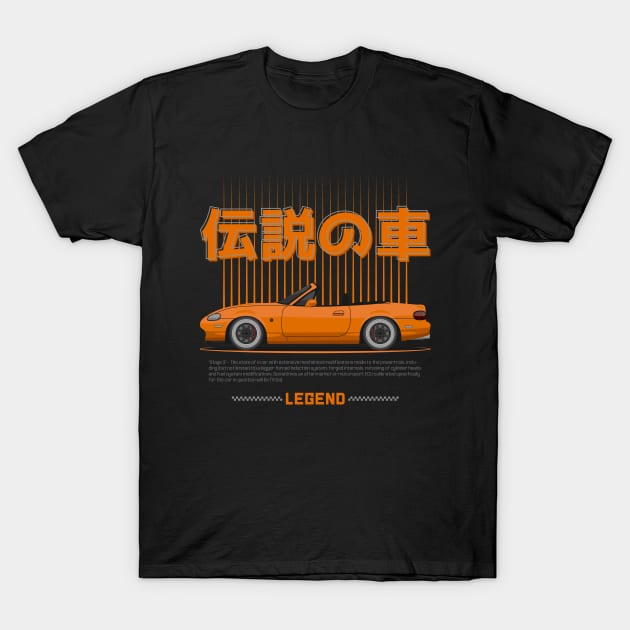 Tuner Orange NB Miata Roadster JDM T-Shirt by GoldenTuners